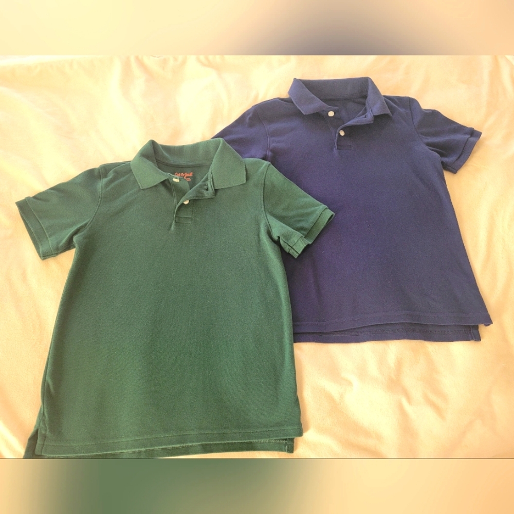 Cat & Jack Kids Polo Shirt Set - Green and Navy, Boys 8/10